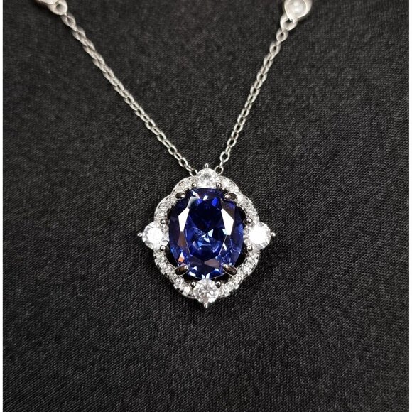 Rare Find Tanzanite FZN Signed 925 Sterling Silver Necklace - Picture 1 of 6